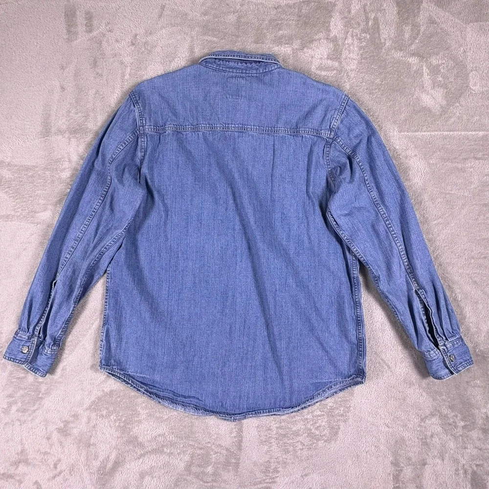 Levi's Denim Snap Shirt Medium Wash Button Up Unisex‎ L Coastal Cowgirl Western